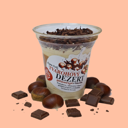 Tvarohový dezert gaštanové pyré a čokoláda