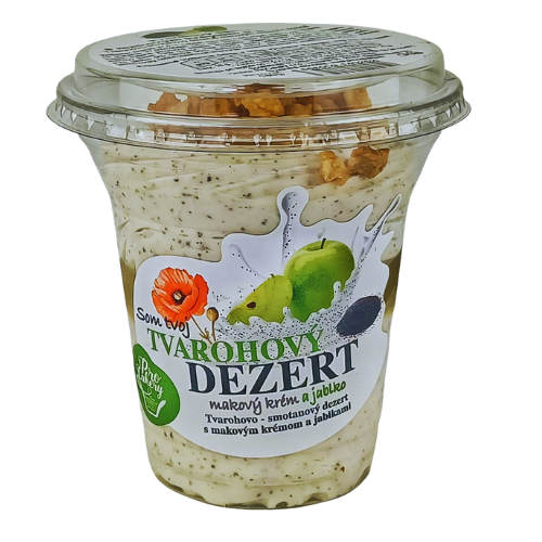 Tvarohový dezert s makovým krémom a jablkami