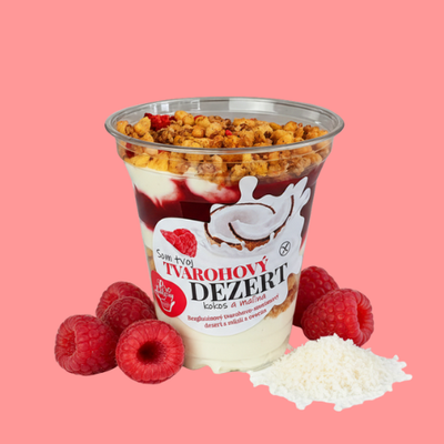 Tvarohový dezert s granolou – Malina/Kokos