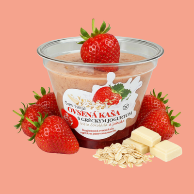 Ovsená kaša s gréckym jogurtom Jahoda/Biela čokoláda