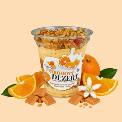 Tvarohový dezert s granolou – Pomarančová čokoláda/Pomaranč