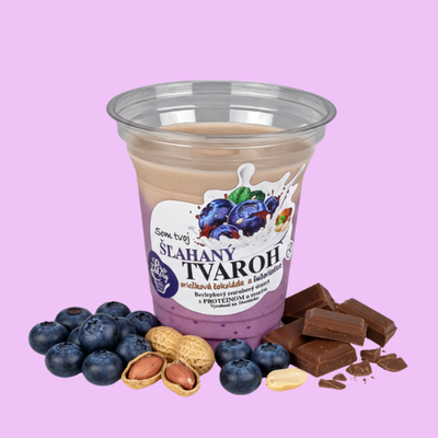 Šľahaný tvaroh – oriešková čokoláda a čučoriedka