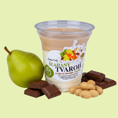 Šľahaný tvaroh – oriešková čokoláda a hruška