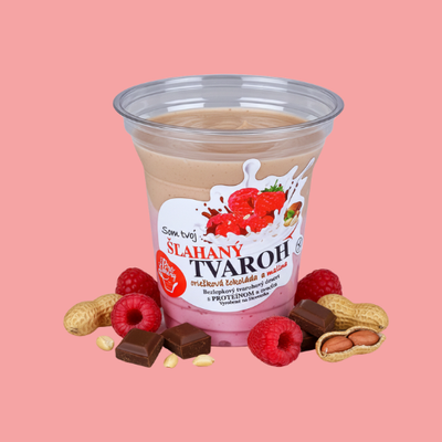 Šľahaný tvaroh – oriešková čokoláda a malina
