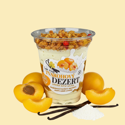 Tvarohový dezert s granolou – Vanilka/Žltá slivka