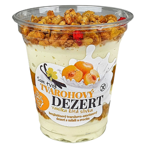 Tvarohový dezert s granolou – Vanilka/Žltá slivka